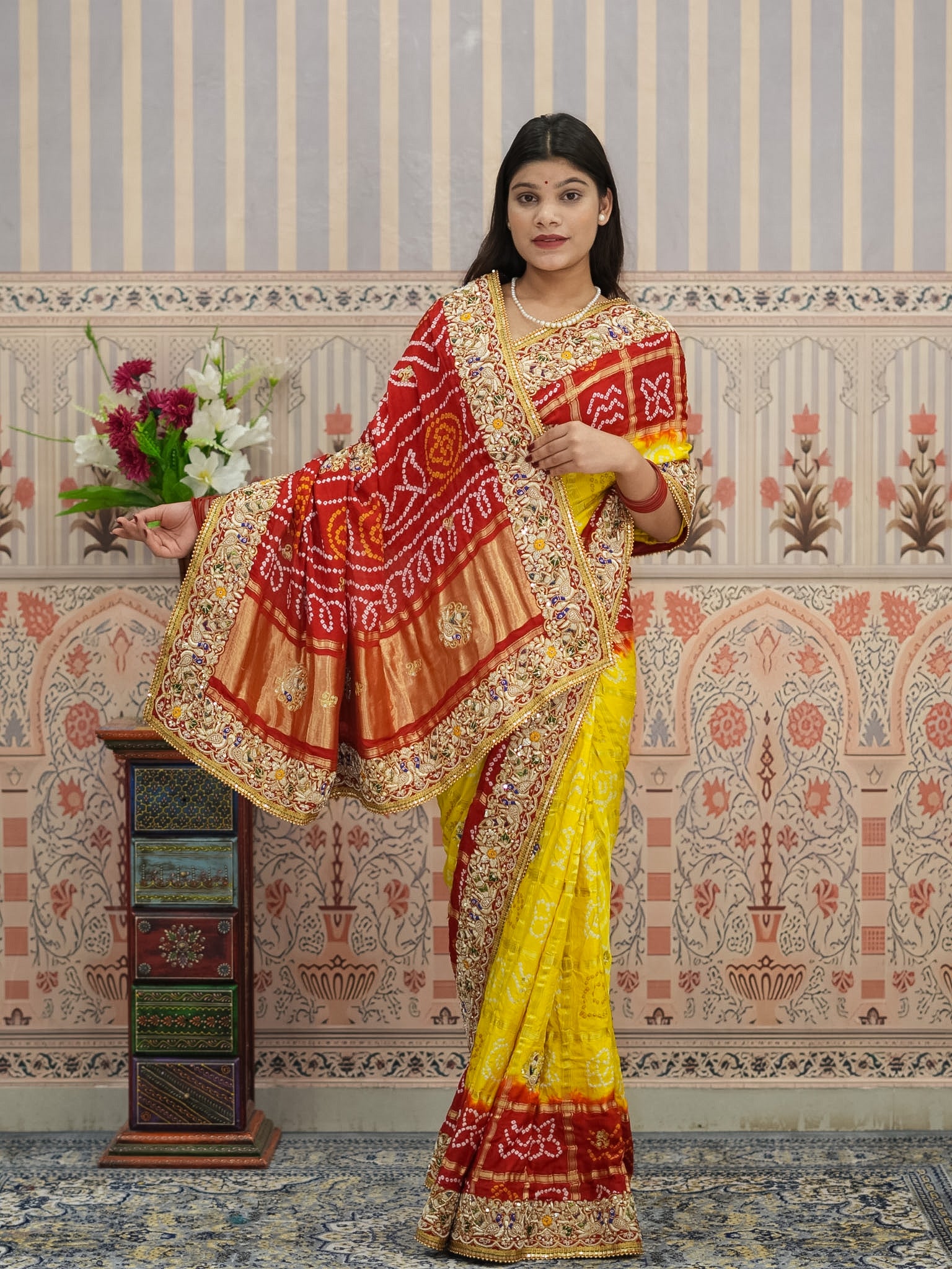 Buy Gaji Silk Bandhani Style With Traditional Wear KcPc