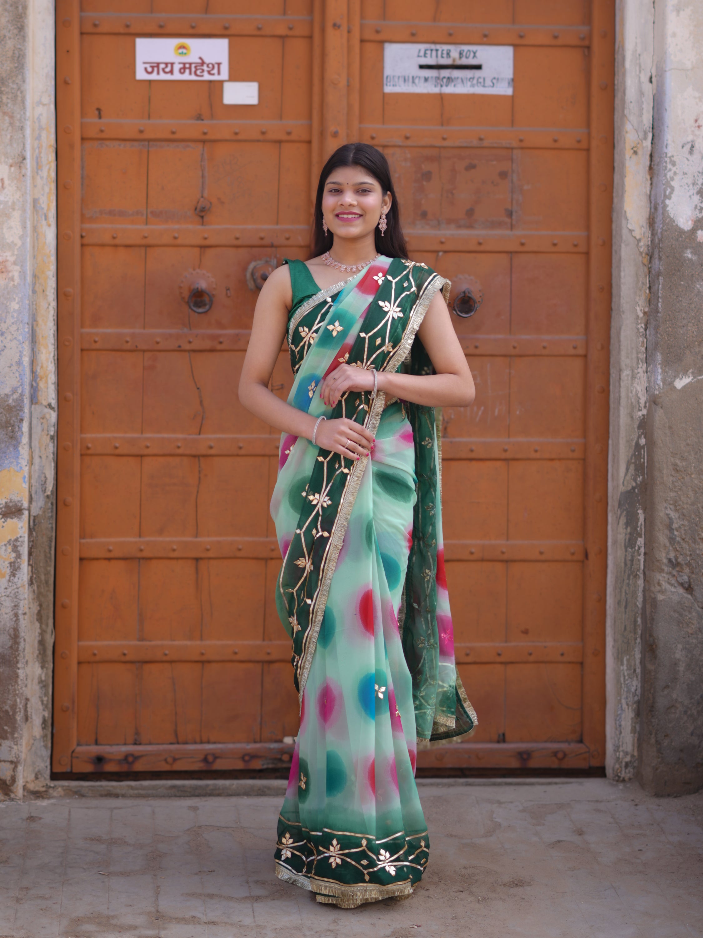 Buy Traditional Saree With Beautiful Gotapatti Work KcPc