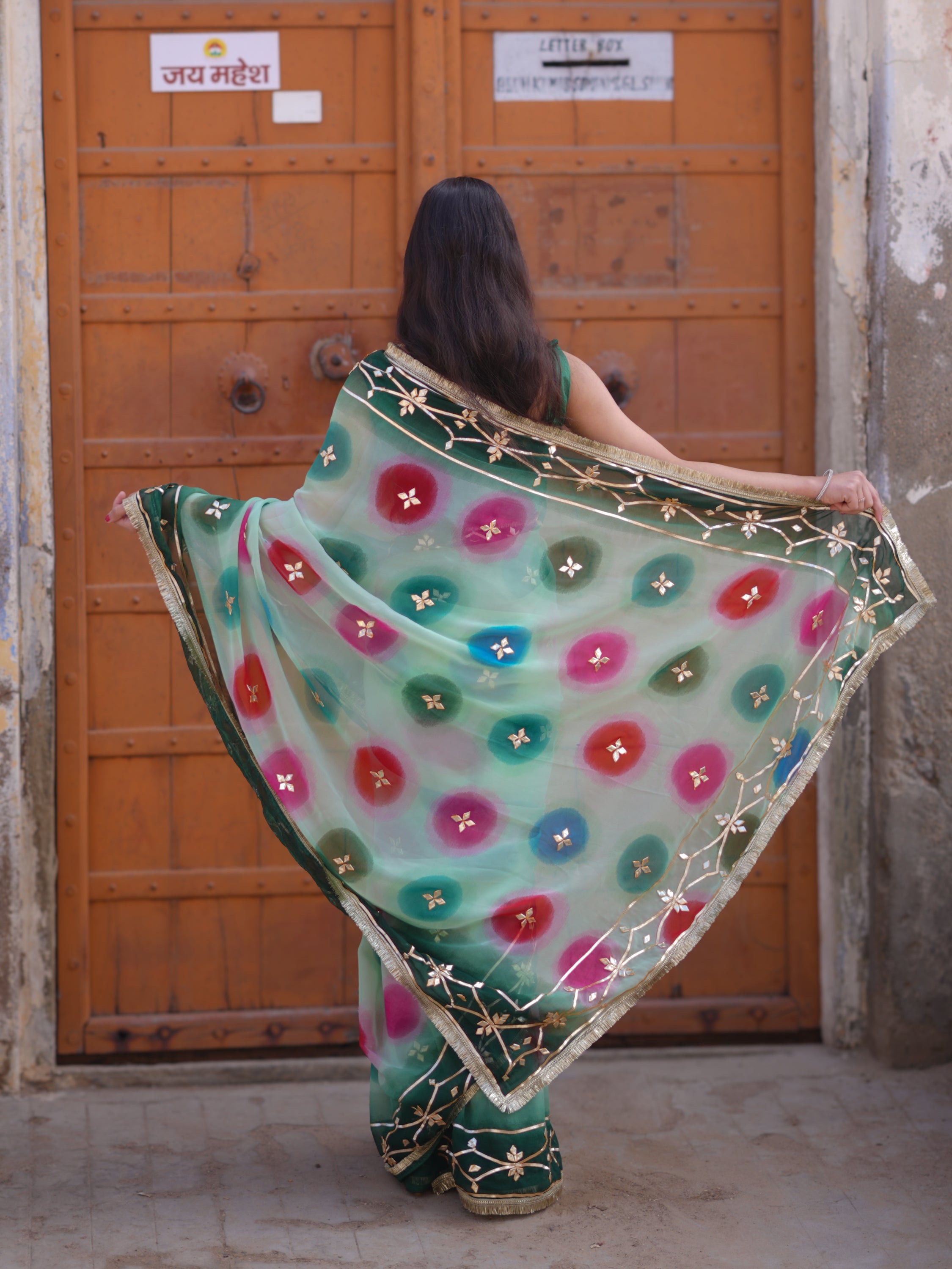 Buy Traditional Saree With Beautiful Gotapatti Work KcPc