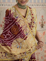 Buy Gaji Silk Bandhani Saree with Traditional Wear Kcpc