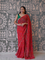 Buy New Traditional Bandhani Style Saree With Gota Patti Border Work KcPc