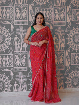 Buy New Traditional Bandhani Style Saree With Gota Patti Border Work KcPc