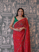 Buy New Traditional Bandhani Style Saree With Gota Patti Border Work KcPc