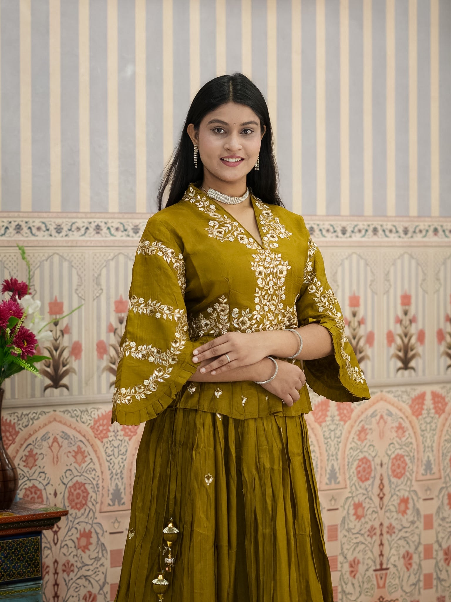 KcPc Stylish Indo-Western Lehenga in HO Silk with Designer Look MEG