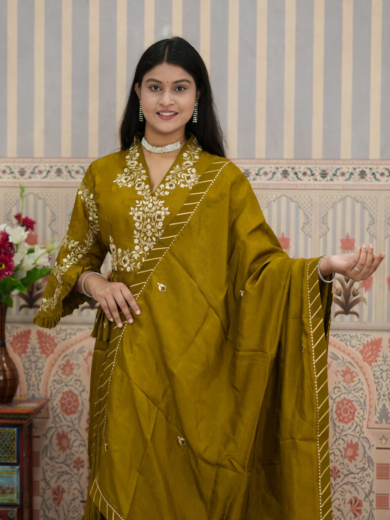 KcPc Stylish Indo-Western Lehenga in HO Silk with Designer Look MEG