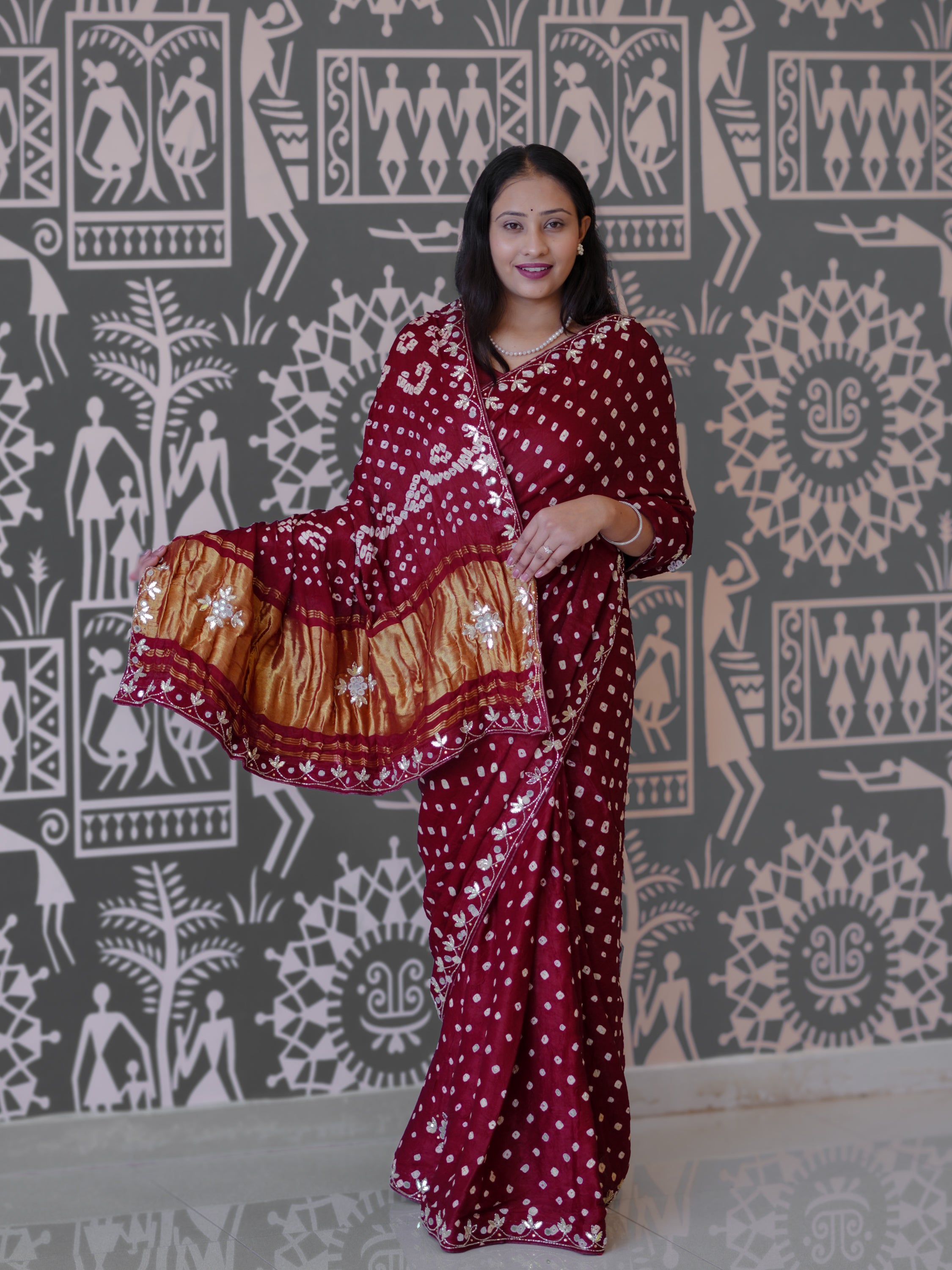 Buy New Elegant Bandhani Style Saree with Festive Occasions KcPc