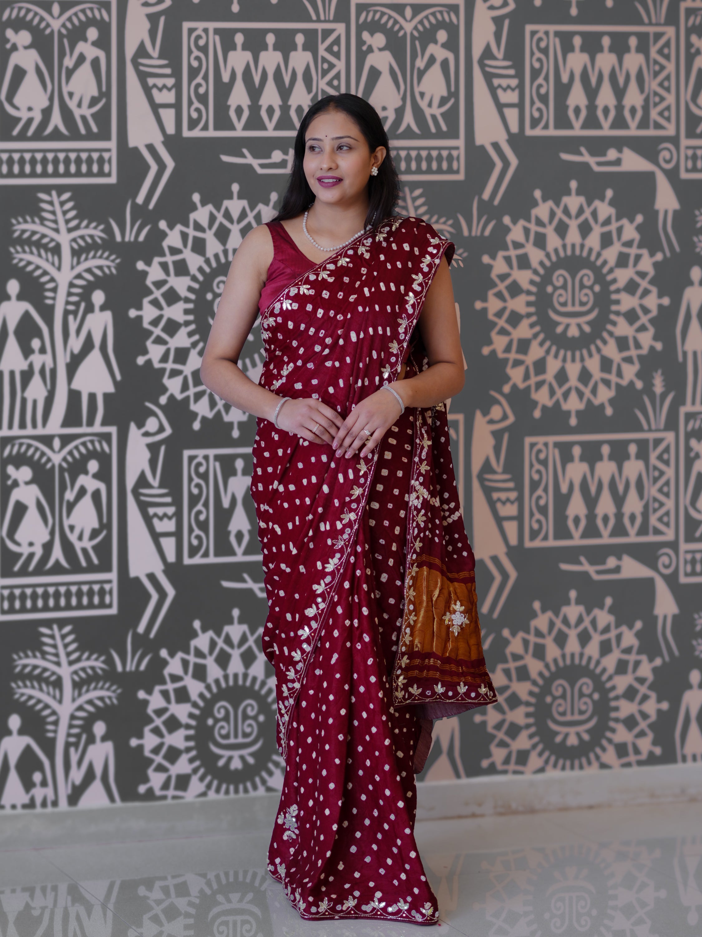 Buy New Elegant Bandhani Style Saree with Festive Occasions KcPc