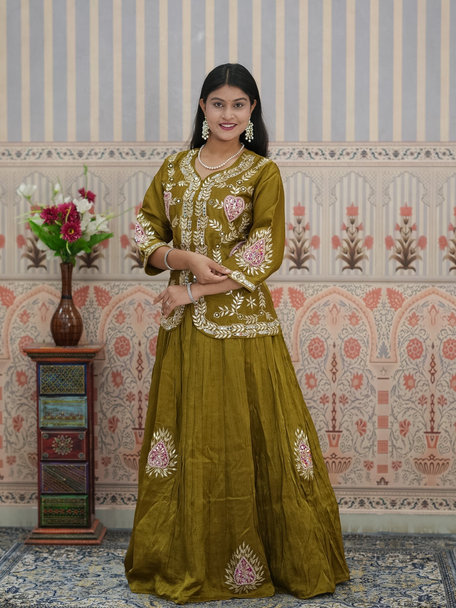 KcPc Stylish Indo-Western Lehenga in HO Silk with Designer Look MEG