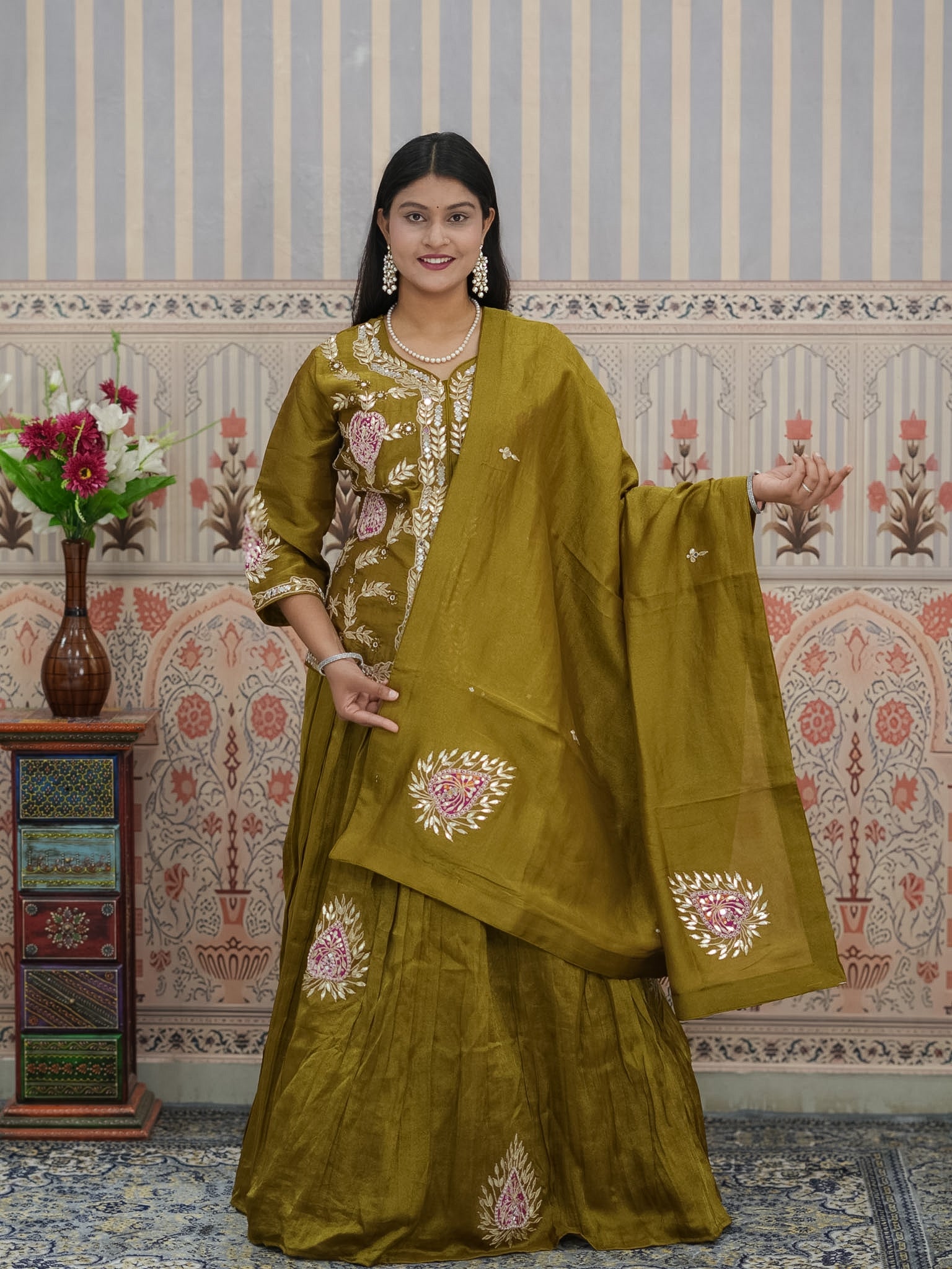 KcPc Stylish Indo-Western Lehenga in HO Silk with Designer Look MEG