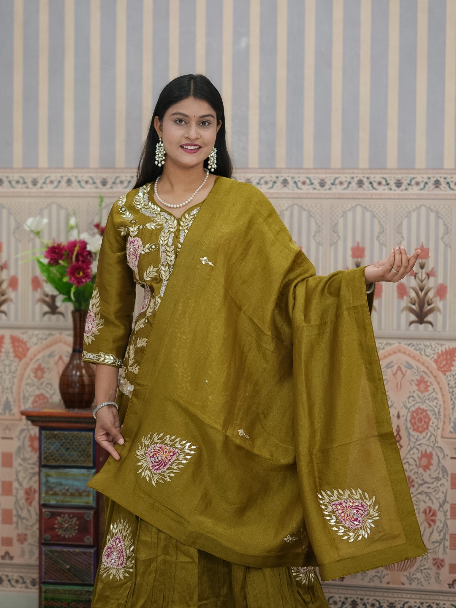 KcPc Stylish Indo-Western Lehenga in HO Silk with Designer Look MEG