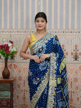 KcPc New Pure Gaji Silk Bandhani Ghatchola Gotapatti Saree AMT Morkanti