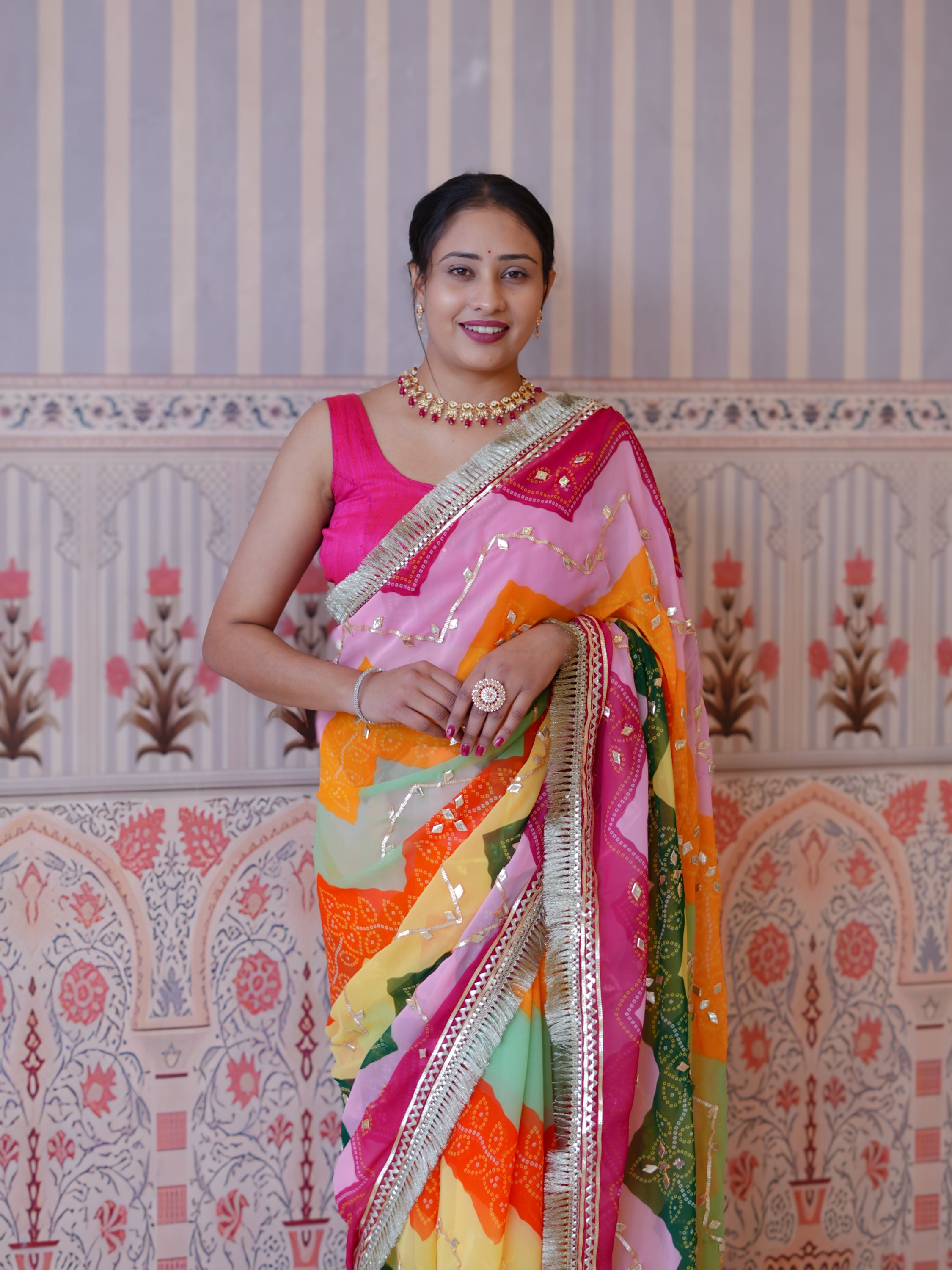 BuyNew TraditionalGeorgette Saree With Festive Wear KcPc