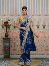KcPc New Pure Gaji Silk Bandhani Ghatchola Gotapatti Saree AMT Morkanti