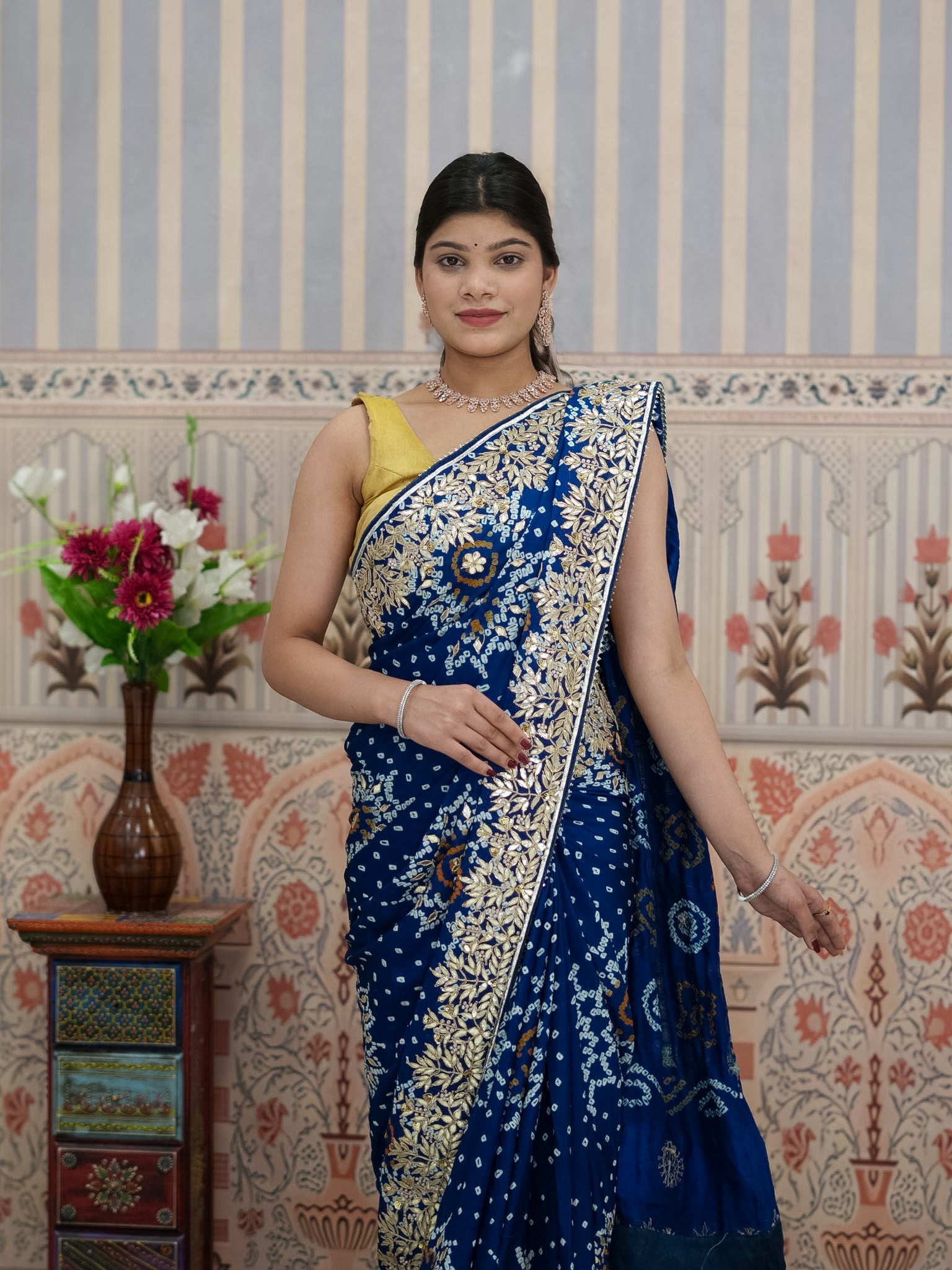 KcPc New Pure Gaji Silk Bandhani Ghatchola Gotapatti Saree AMT Morkanti