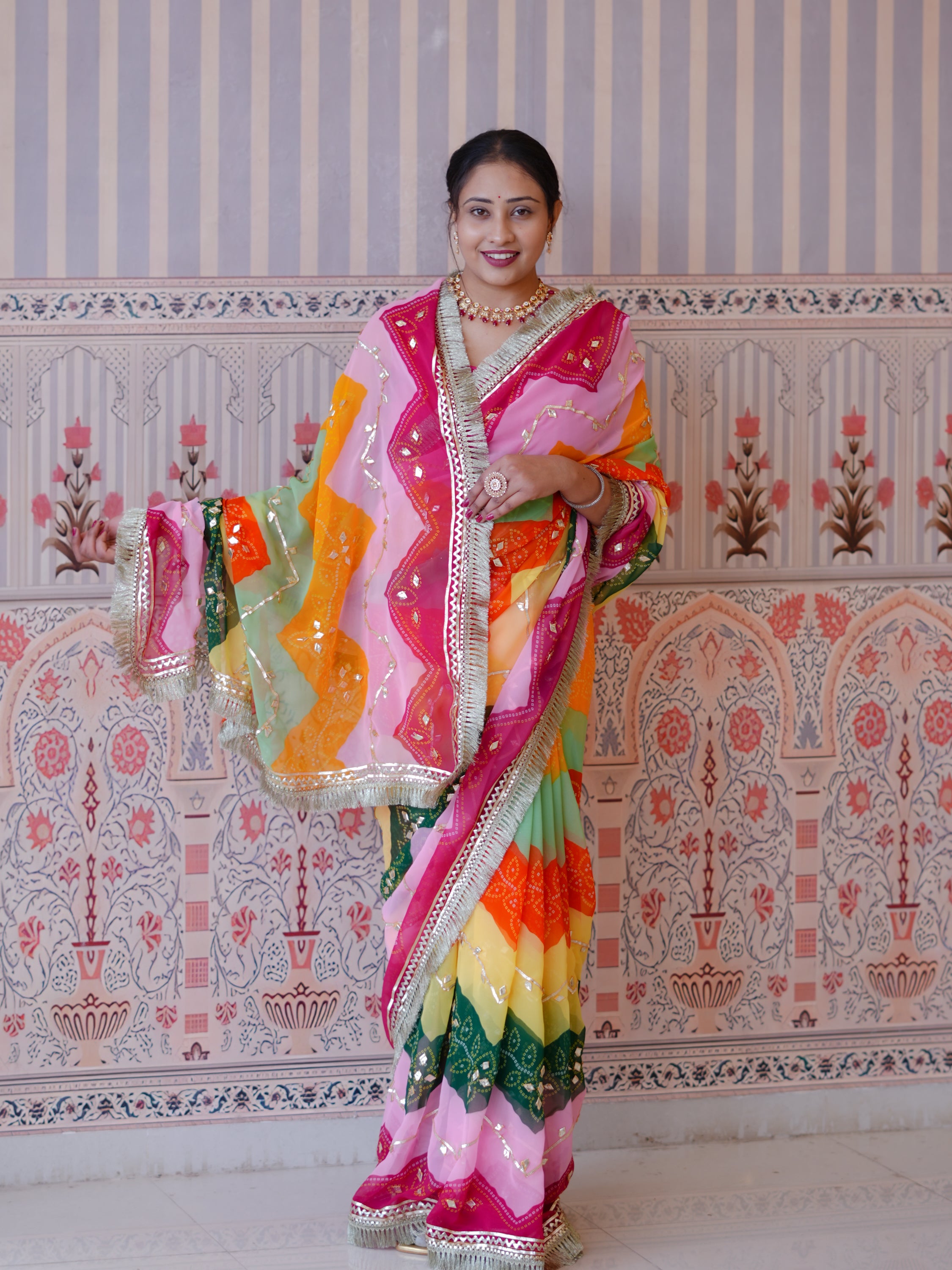BuyNew TraditionalGeorgette Saree With Festive Wear KcPc