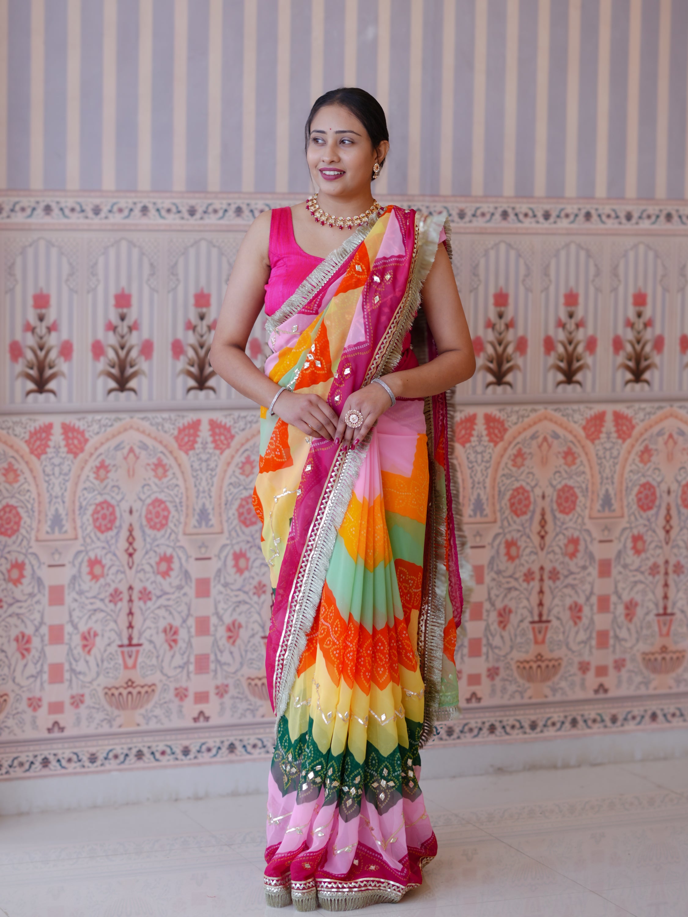 BuyNew TraditionalGeorgette Saree With Festive Wear KcPc