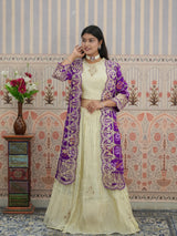 KcPc Upada Silk Bandhani Indo-Western Lehenga with Gota Patti Work MEG