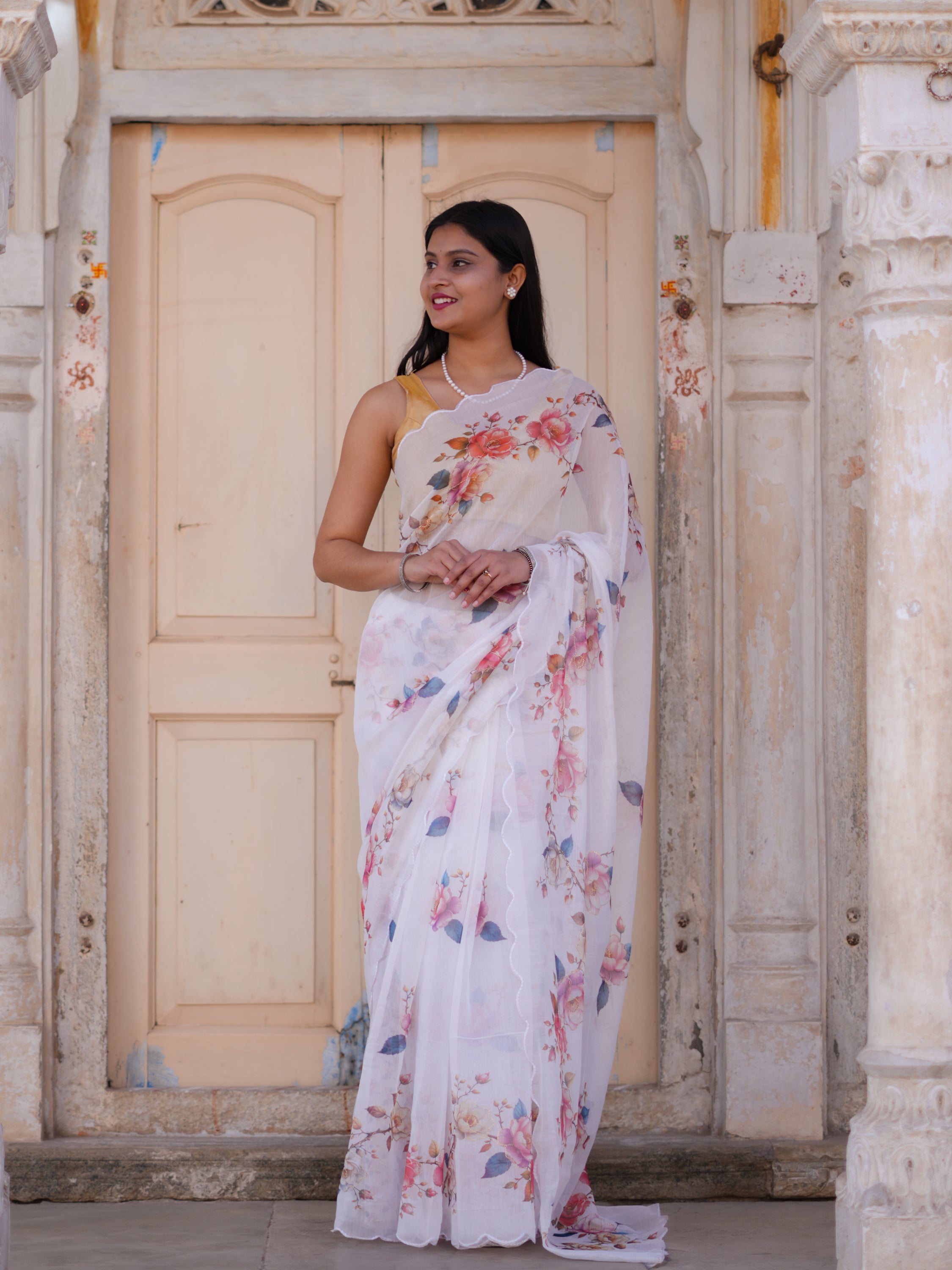 KcPc New Casual Elegance Cotton Silk Printed Saree with Blouse STL