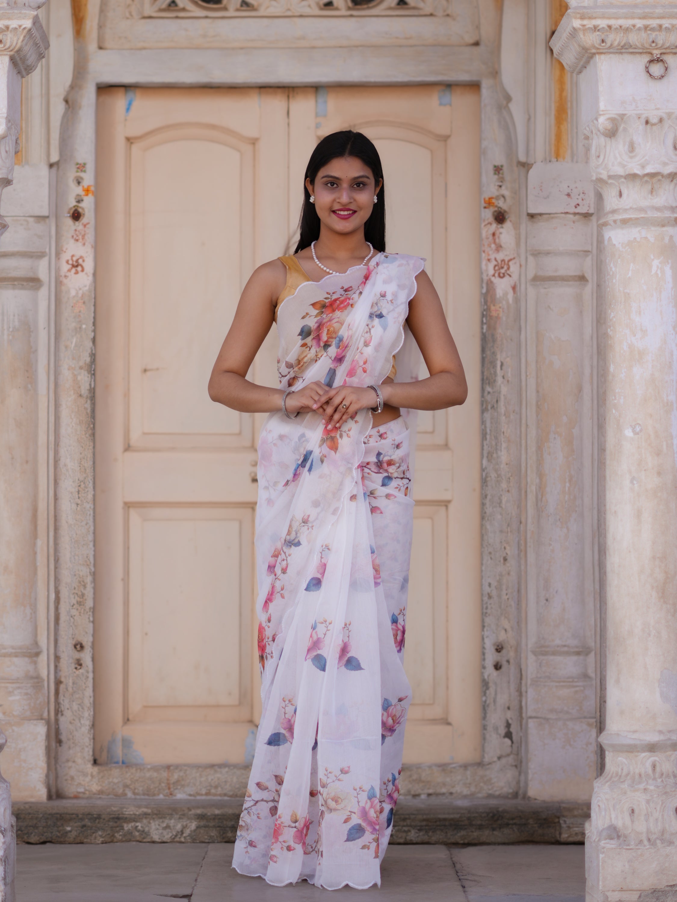 KcPc New Casual Elegance Cotton Silk Printed Saree with Blouse STL