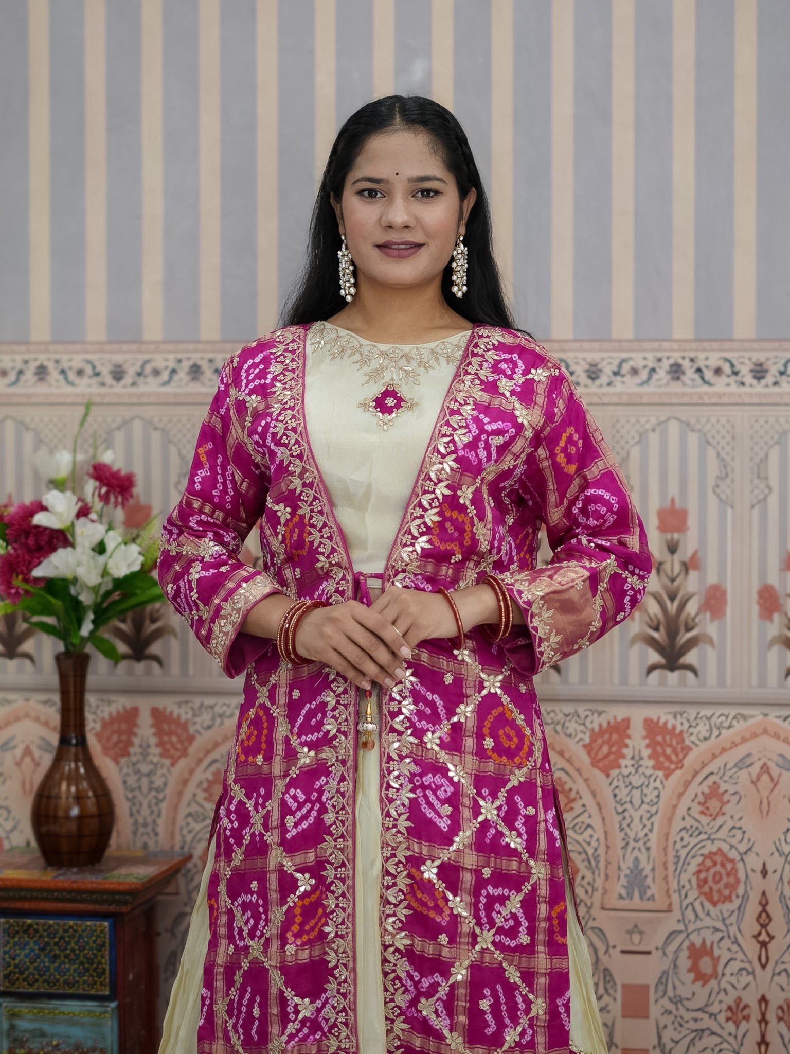 KcPc Upada Silk Indo-Western Lehenga with Gota Patti WorkMEG