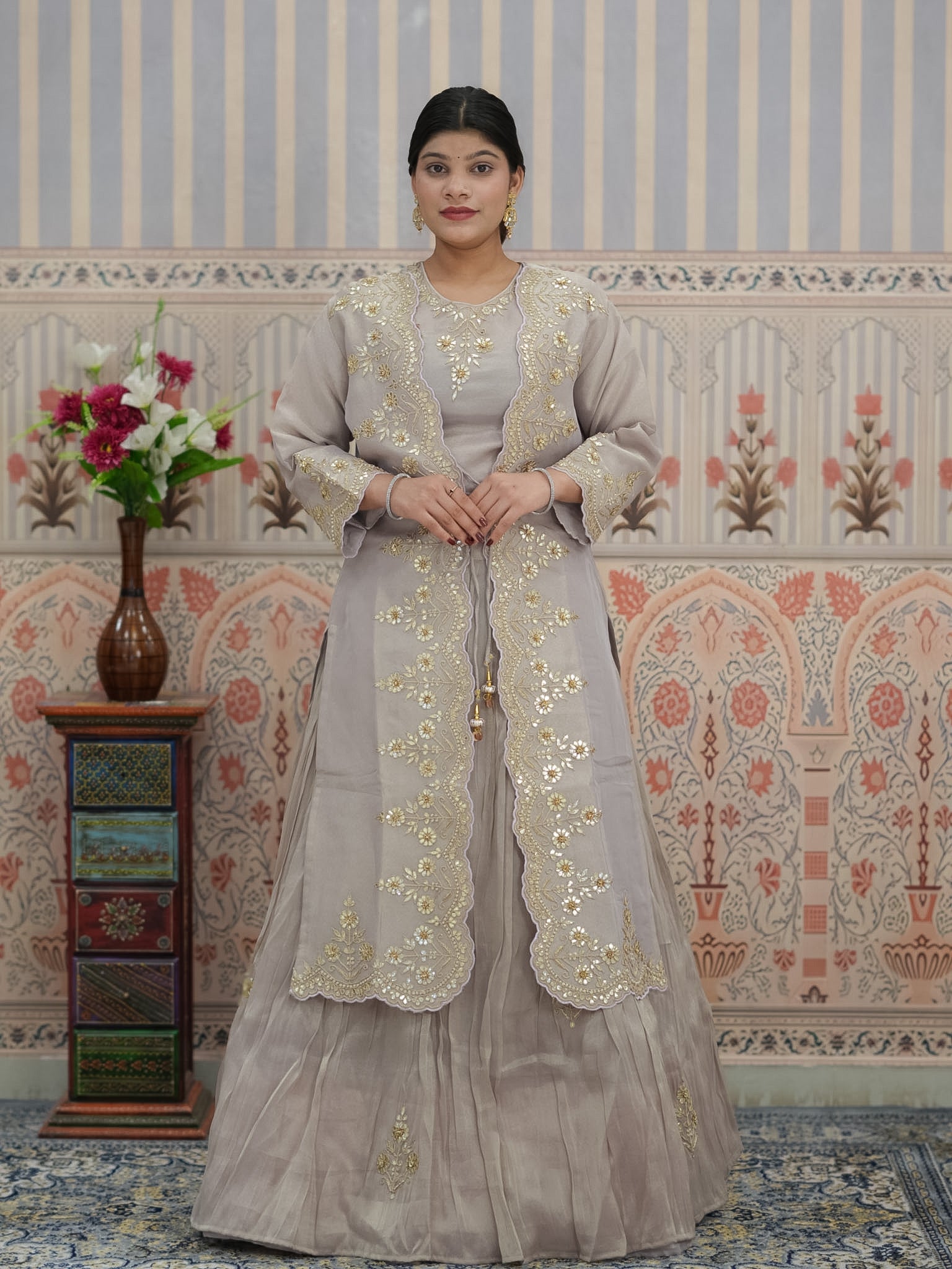 BuyHO Silk Lehenga with Gota Patti Work KcPc
