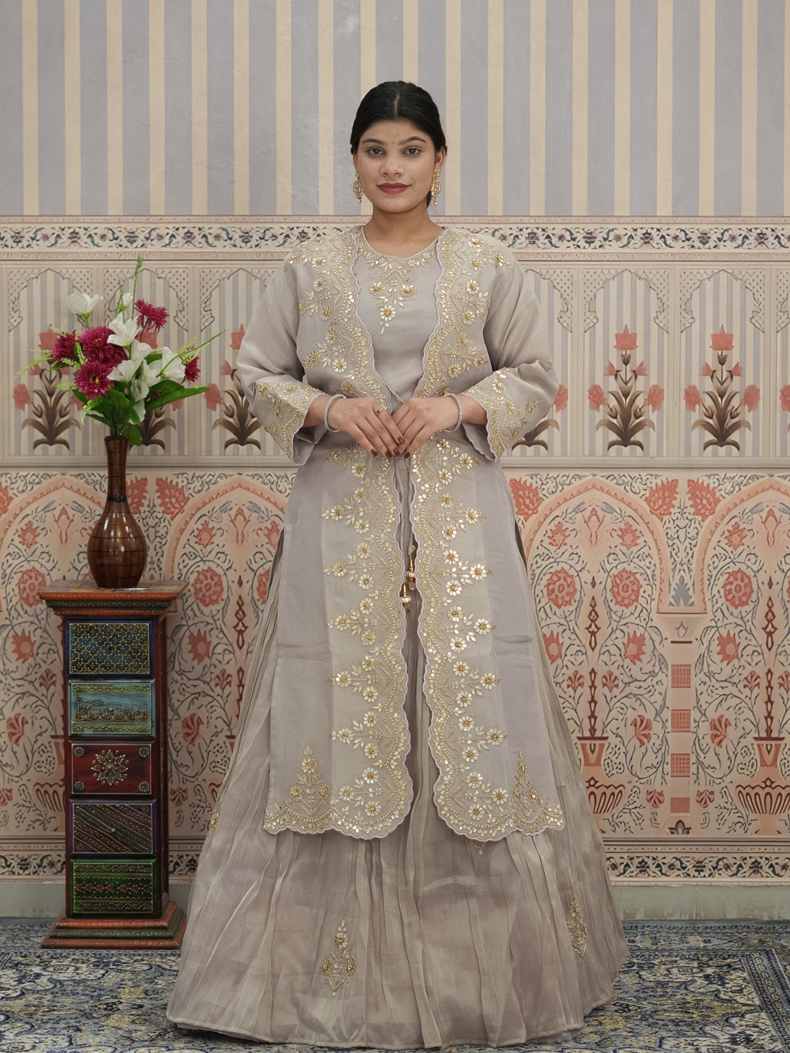 BuyHO Silk Lehenga with Gota Patti Work KcPc