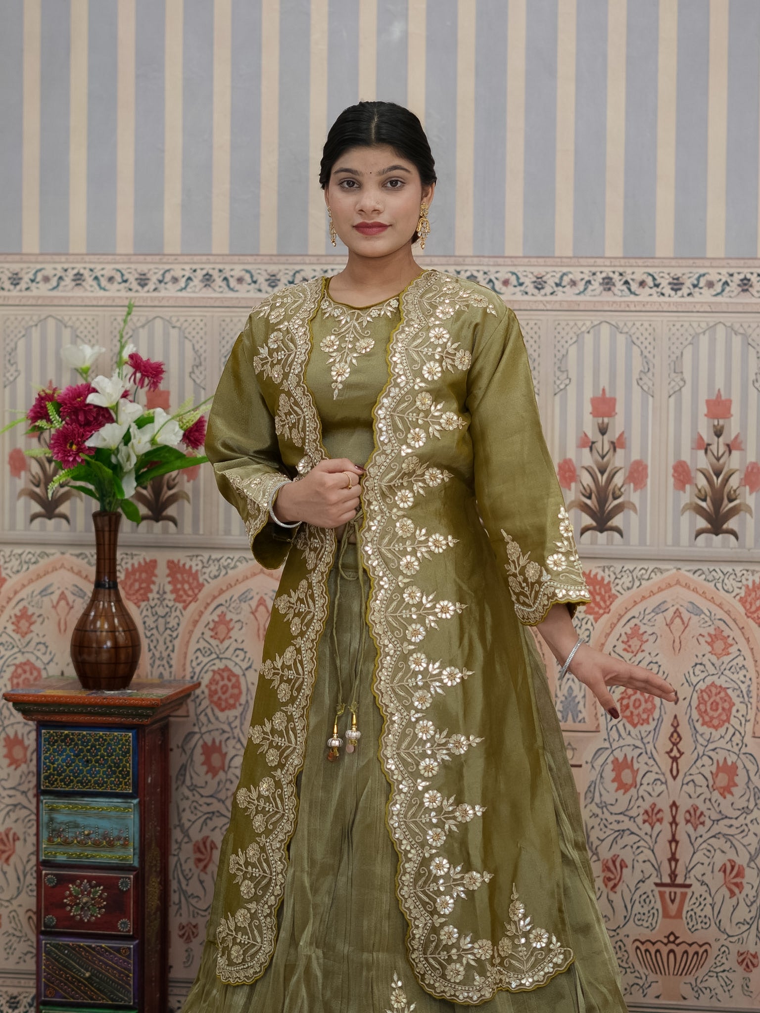 BuyHO Silk Lehenga with Gota Patti Work KcPc