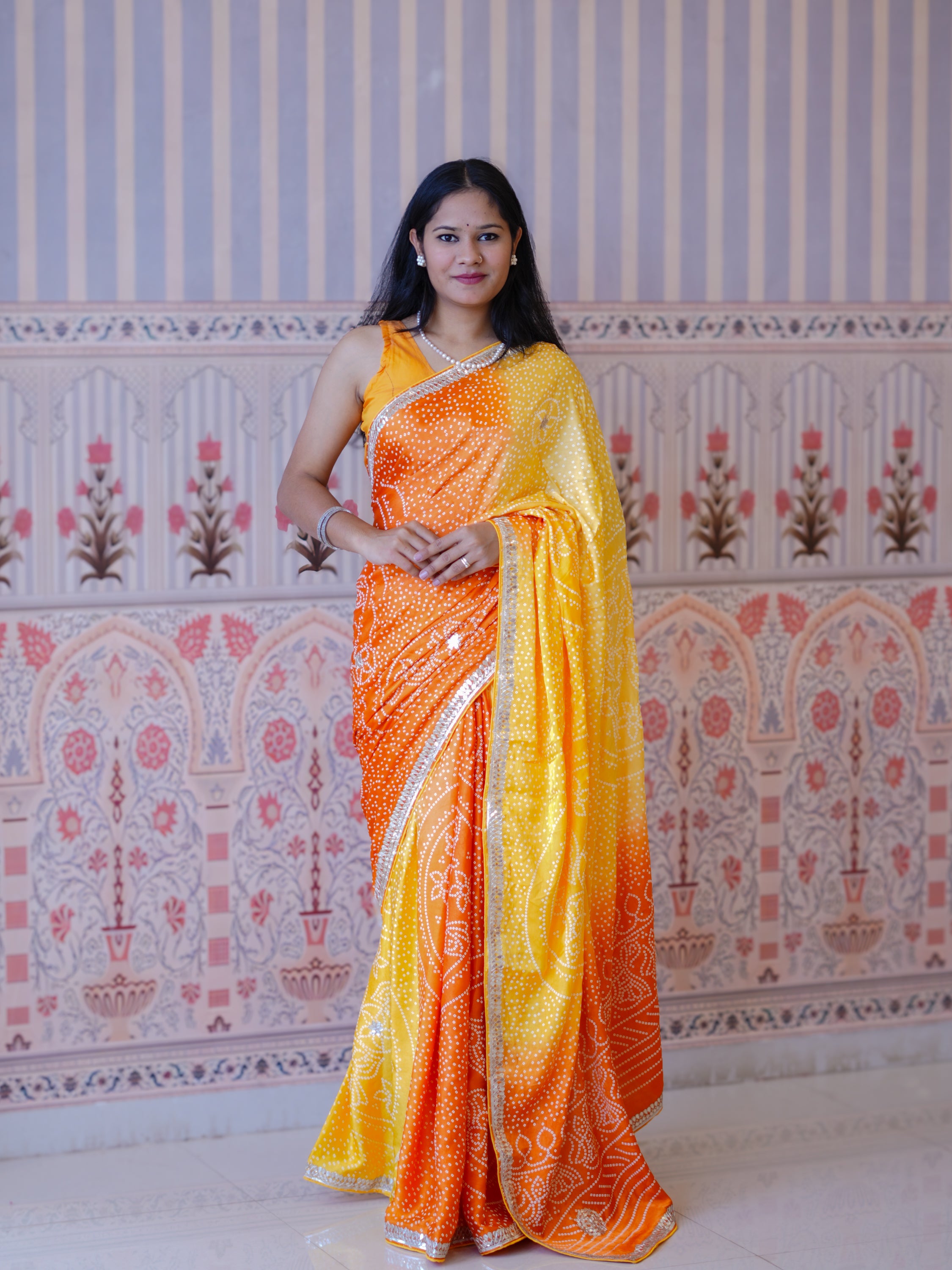 Buy Gaji Silk Bandhani Style Saree KcPc