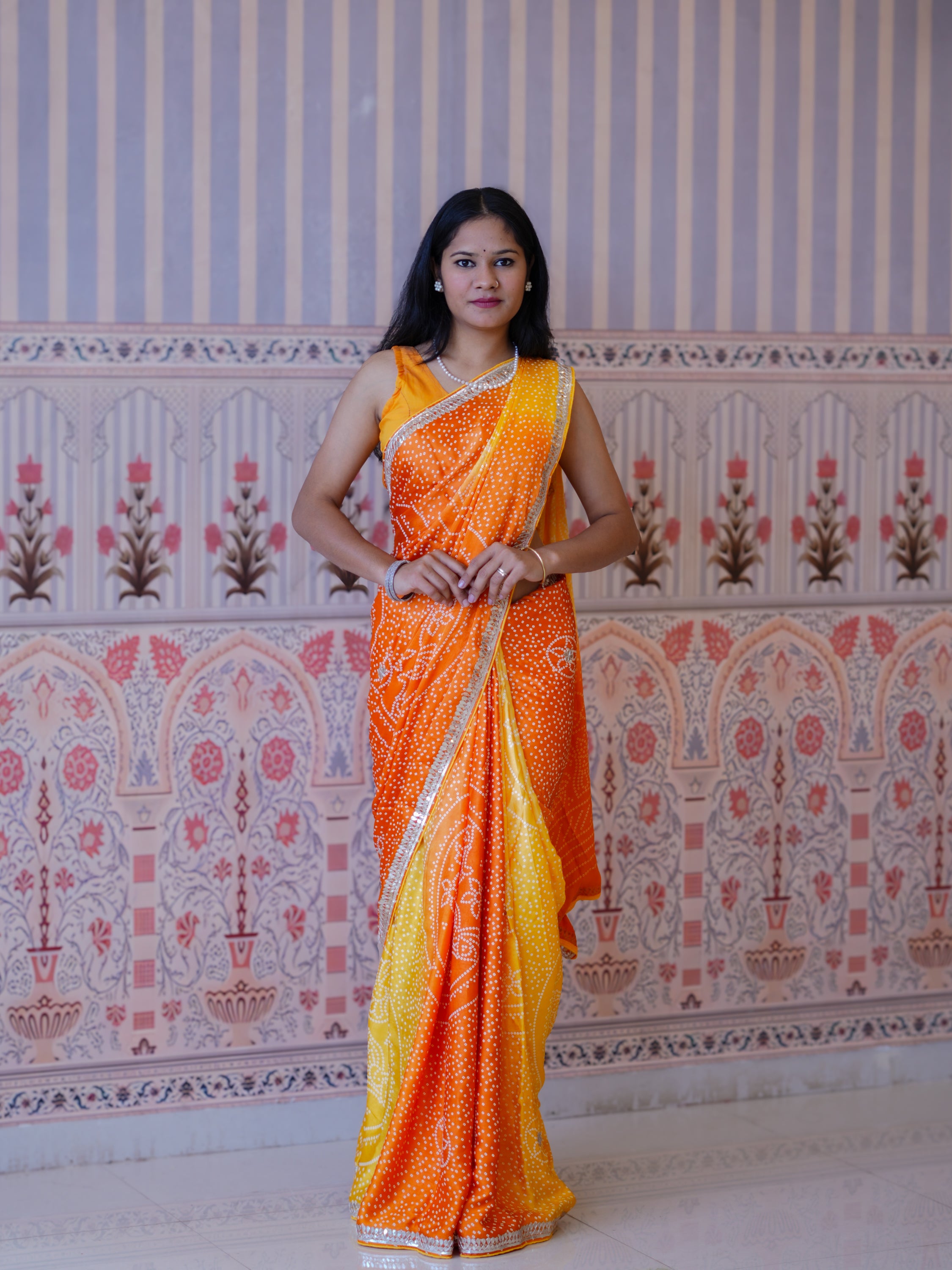 Buy Gaji Silk Bandhani Style Saree KcPc