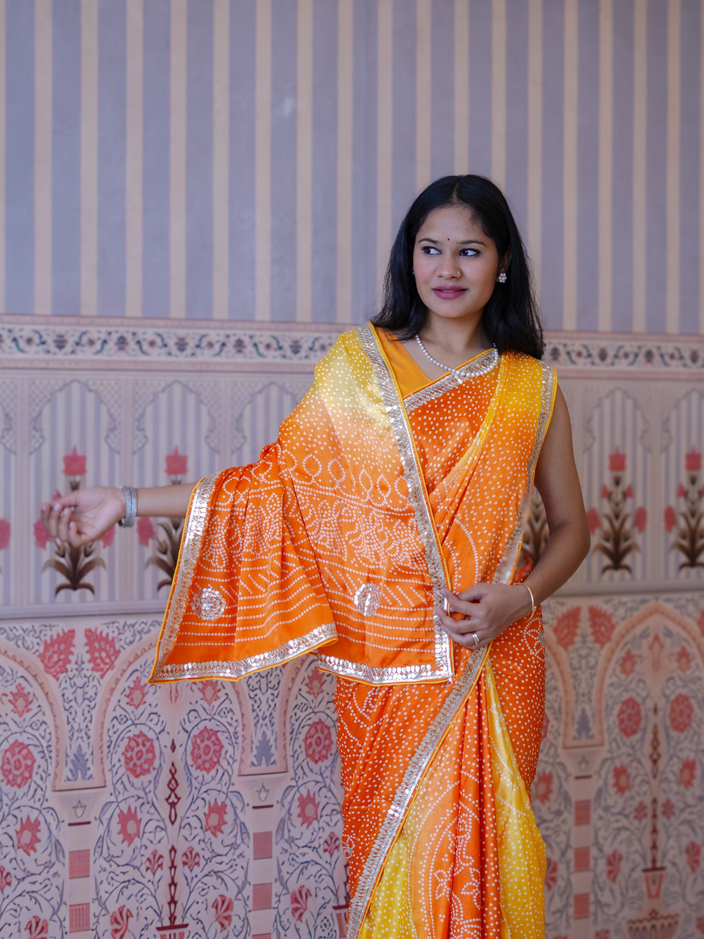 Buy Gaji Silk Bandhani Style Saree KcPc