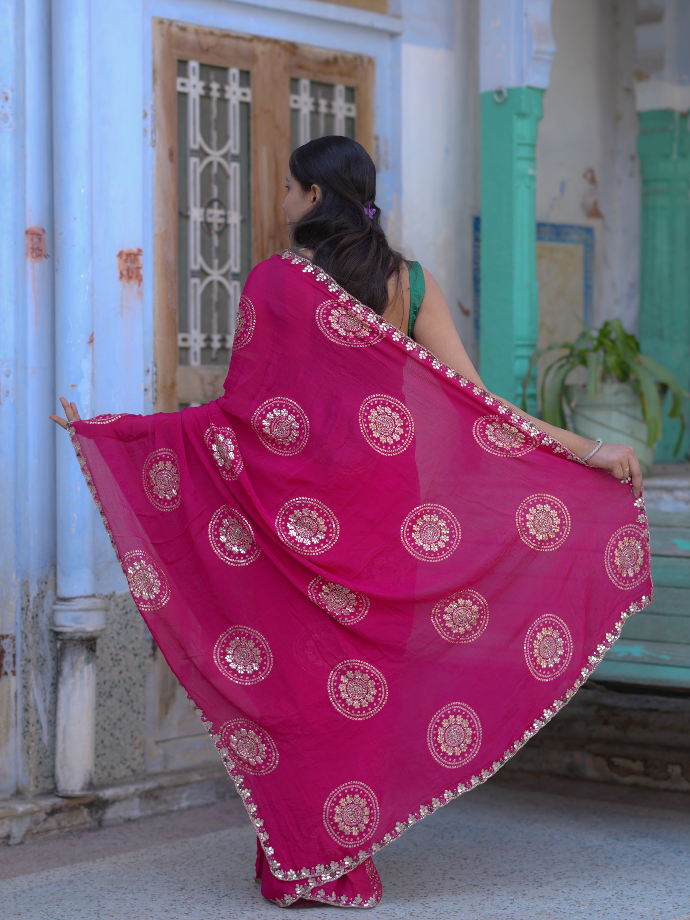 Buy New Traditional Saree with Cutdana Work KcPc Image 5