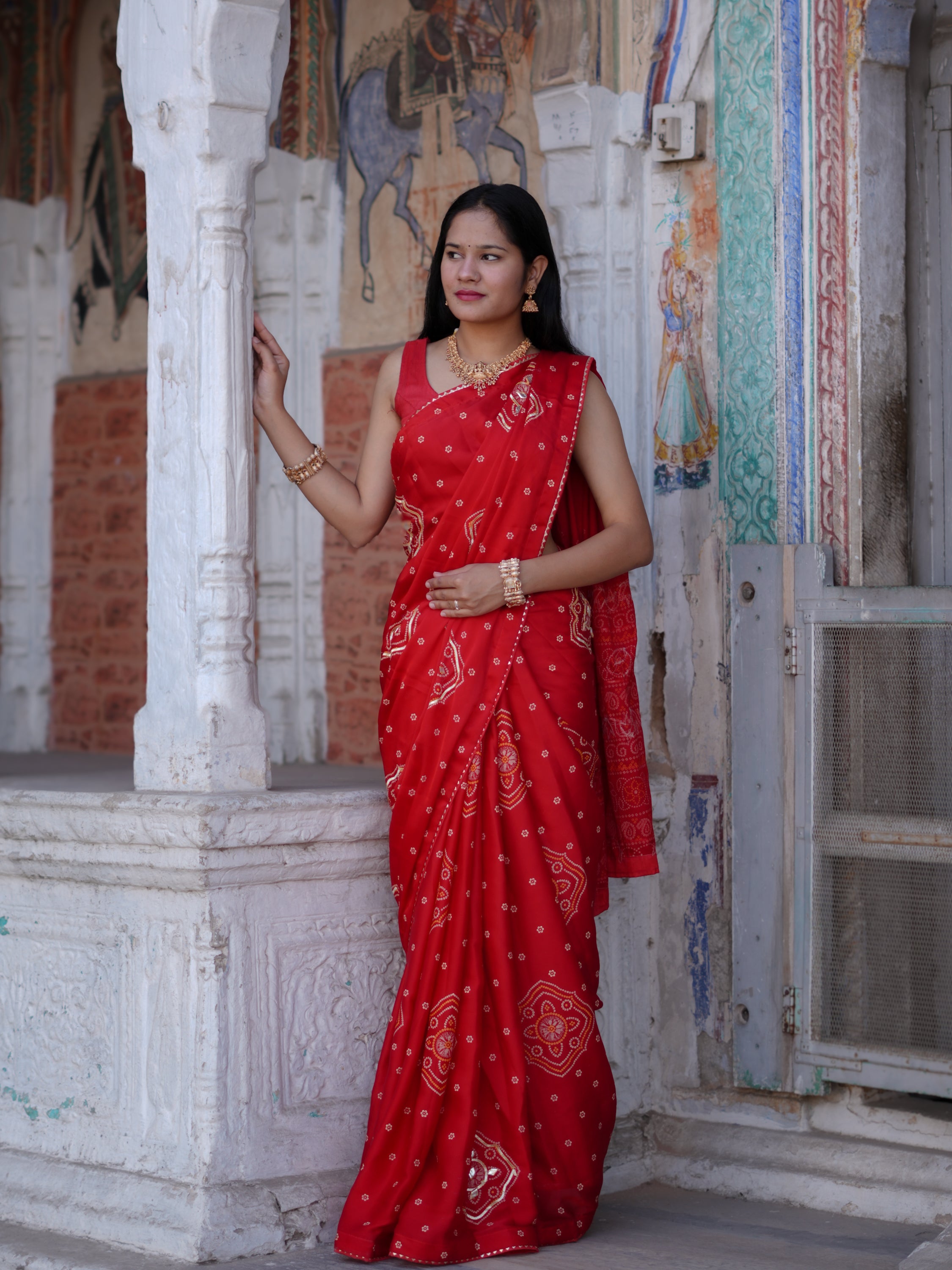 By Bandhani Saree with Elegant Gotapatti Work kcpc 3