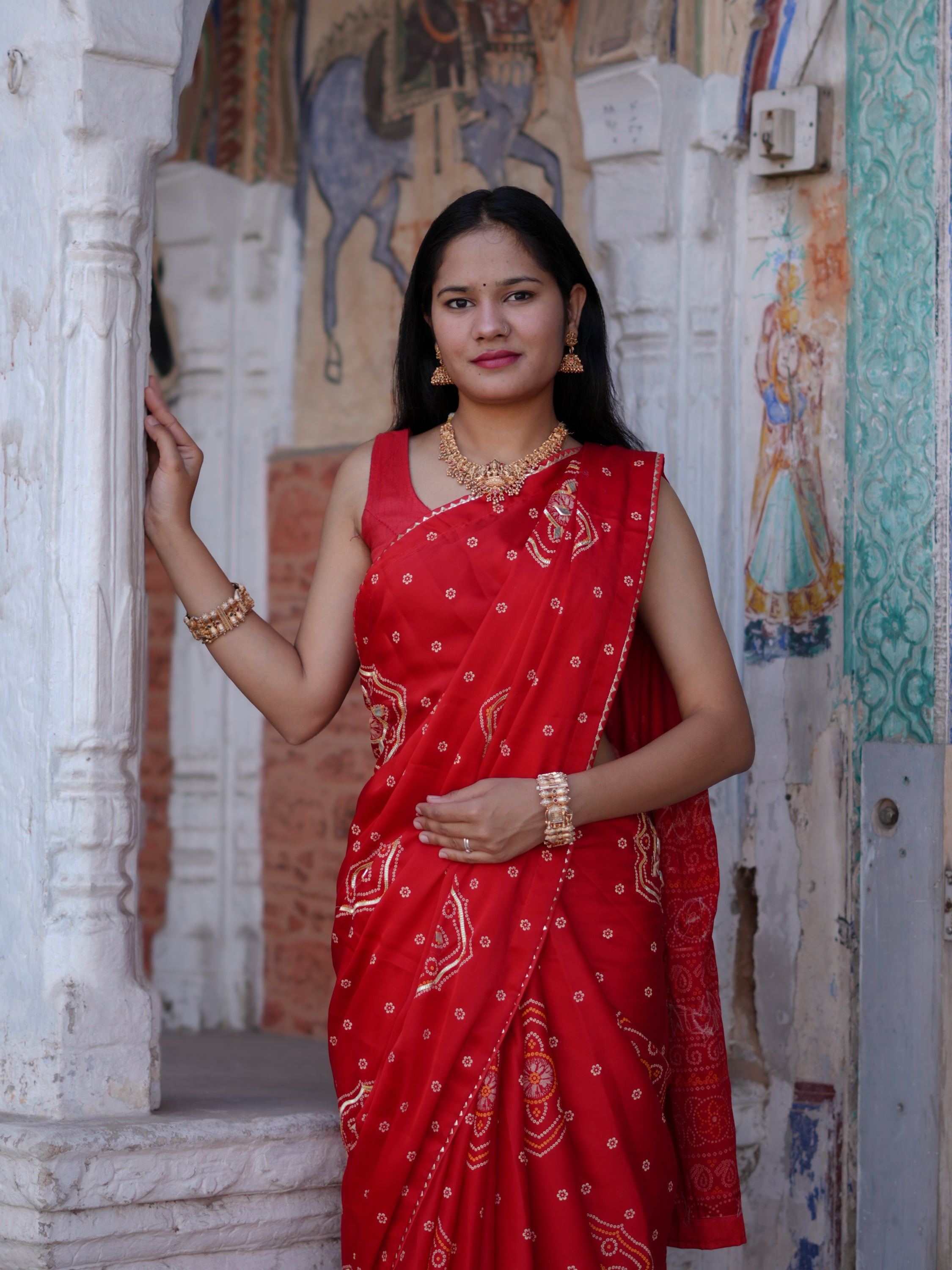 By Bandhani Saree with Elegant Gotapatti Work kcpc 4