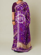 KcPc Pure Gaji Silk Bandhani Ghatchola Gotapatti Saree amt Purple