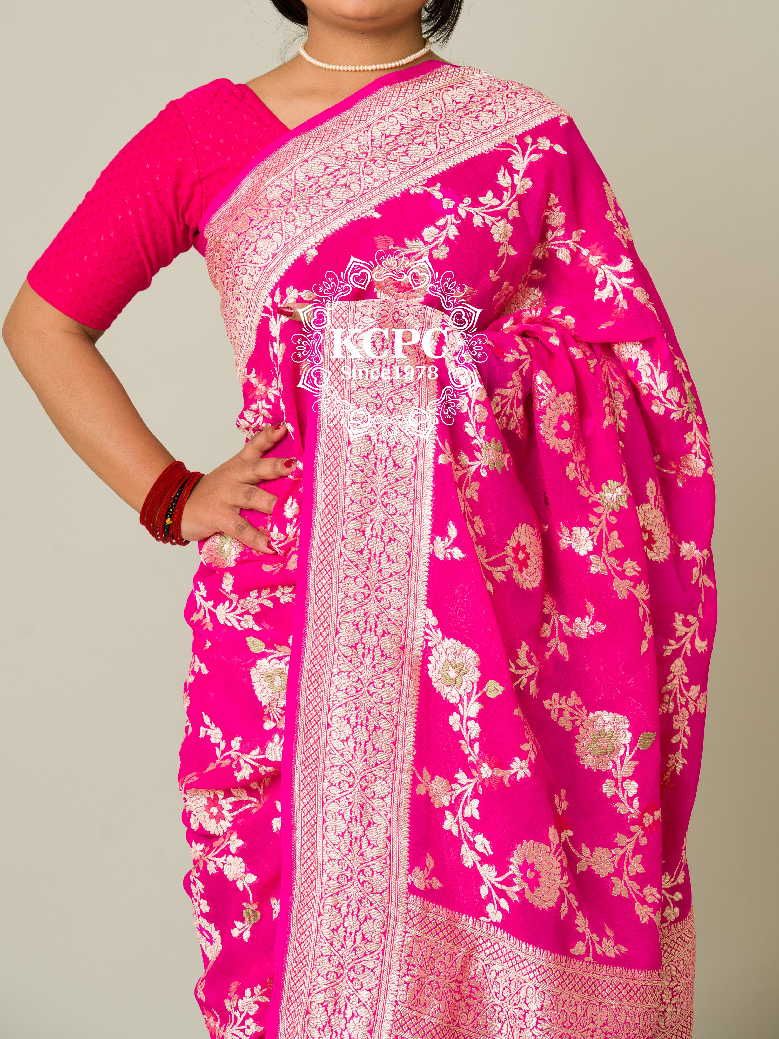 KcPc Pure Khaddi Georgette Waterzari Sarees Handloom Banarasi Weaving SareeRani
