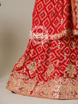 KcPc Pure Khaddi Georgette Banarasi Bandhej Ghatchola Gota Patti LehengaBTU