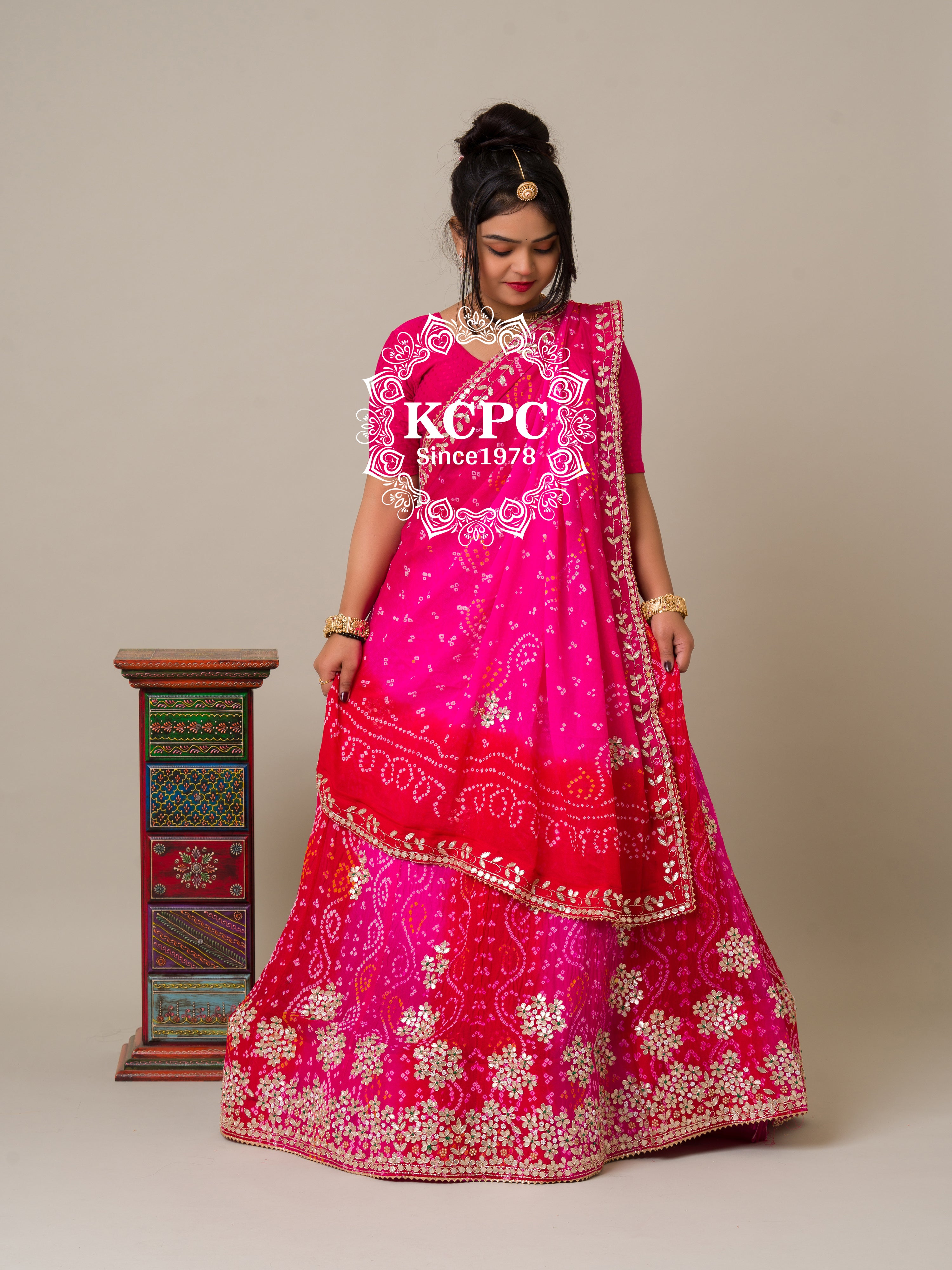 By Bandhani Lehenga With Traditional Wear