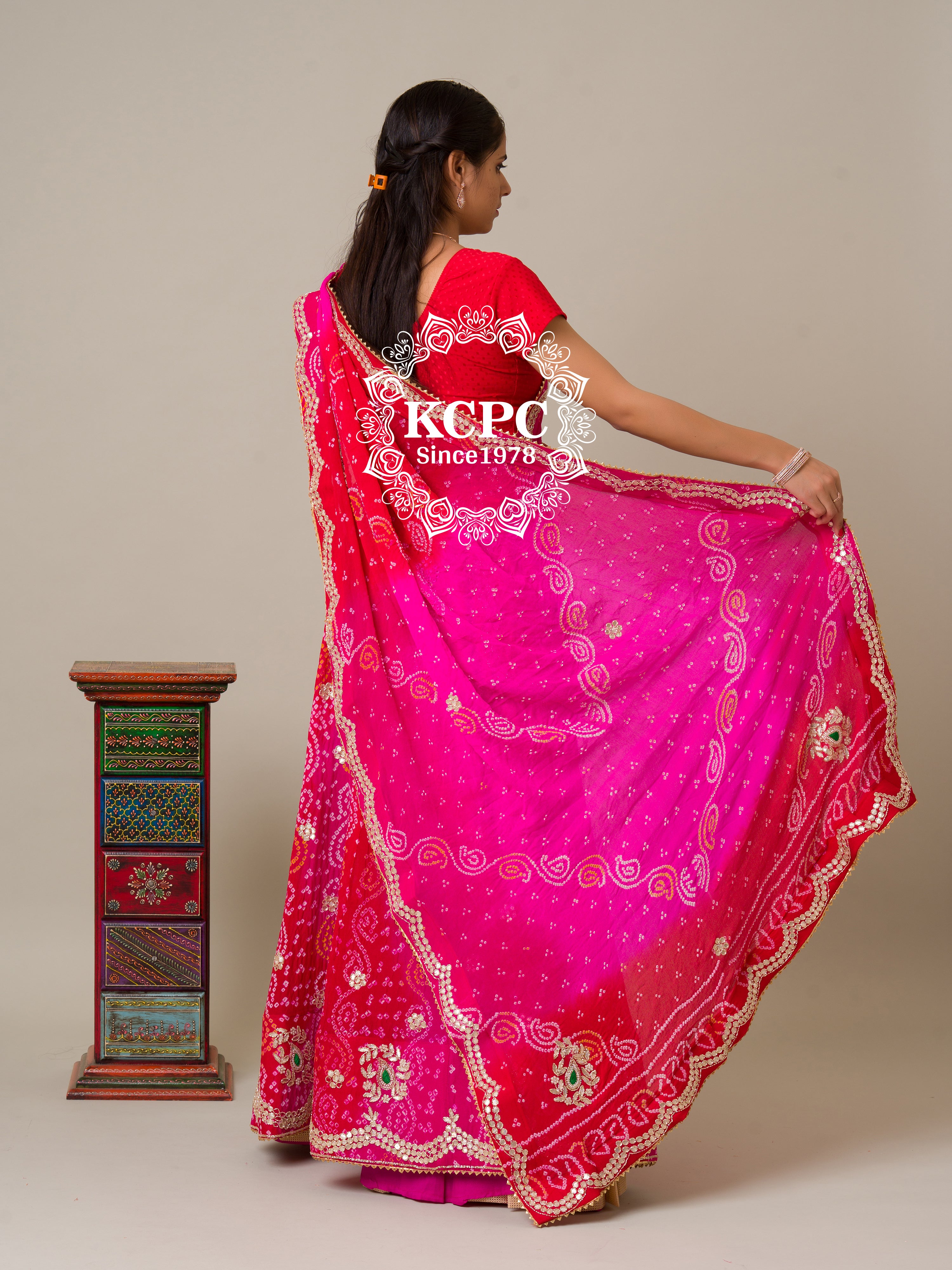 By BandhaniLehenga With Traditional Wear