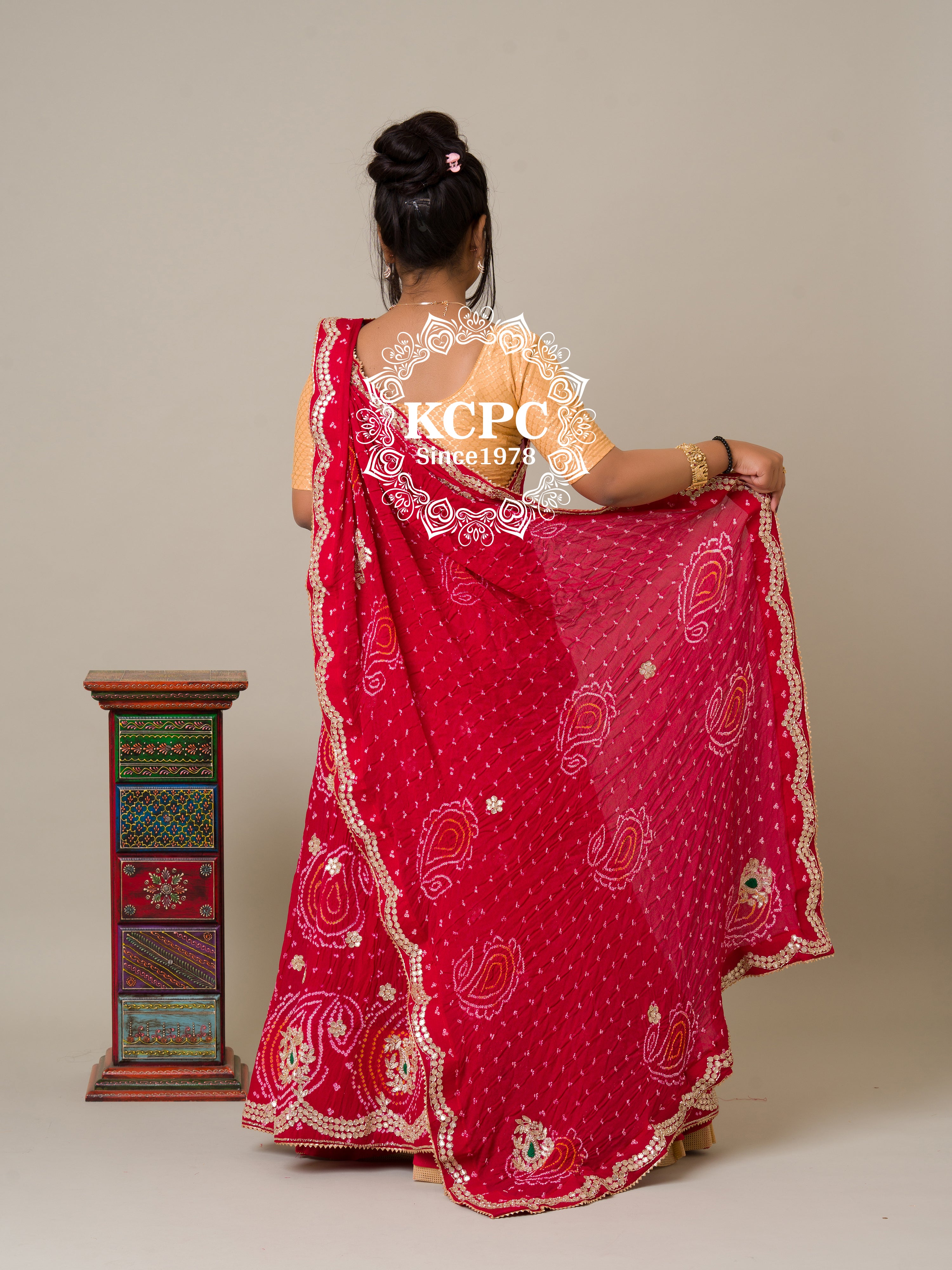 By BandhaniLehenga With Traditional Wear