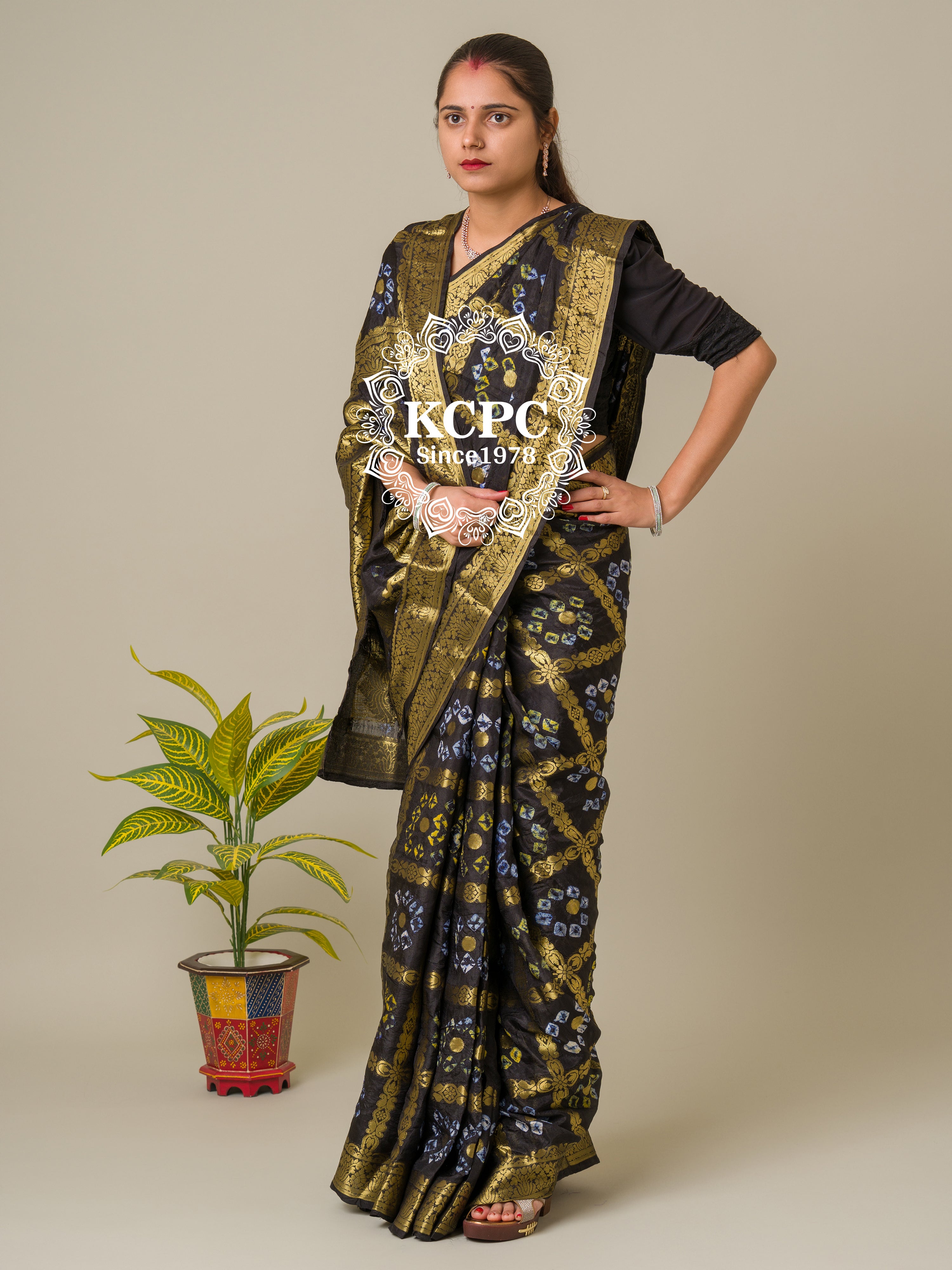 Handmade Bandhani With Zari Weaving saree