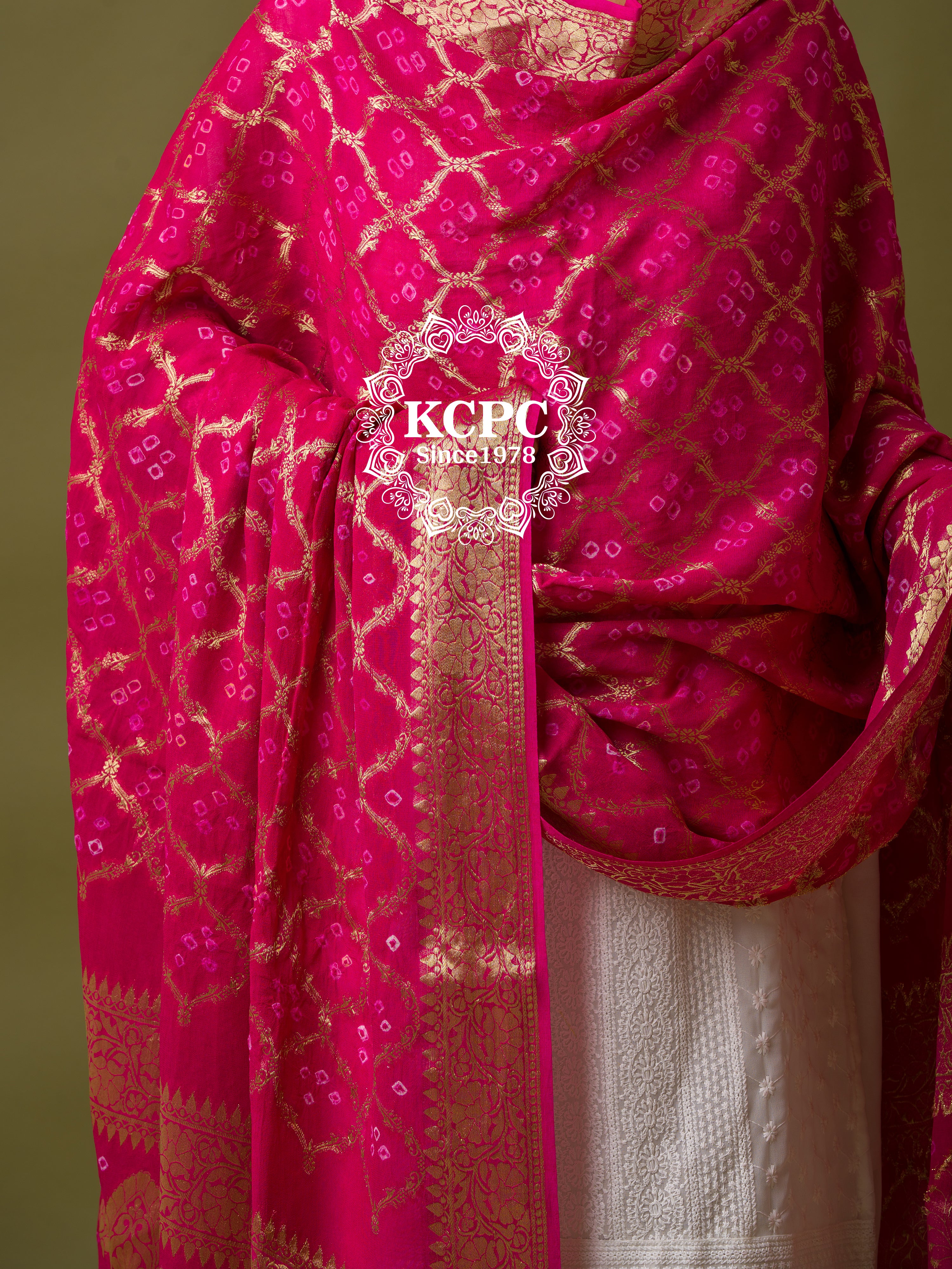 KcPc Pure Georgette Banarasi Bandhani Dupatta Rani