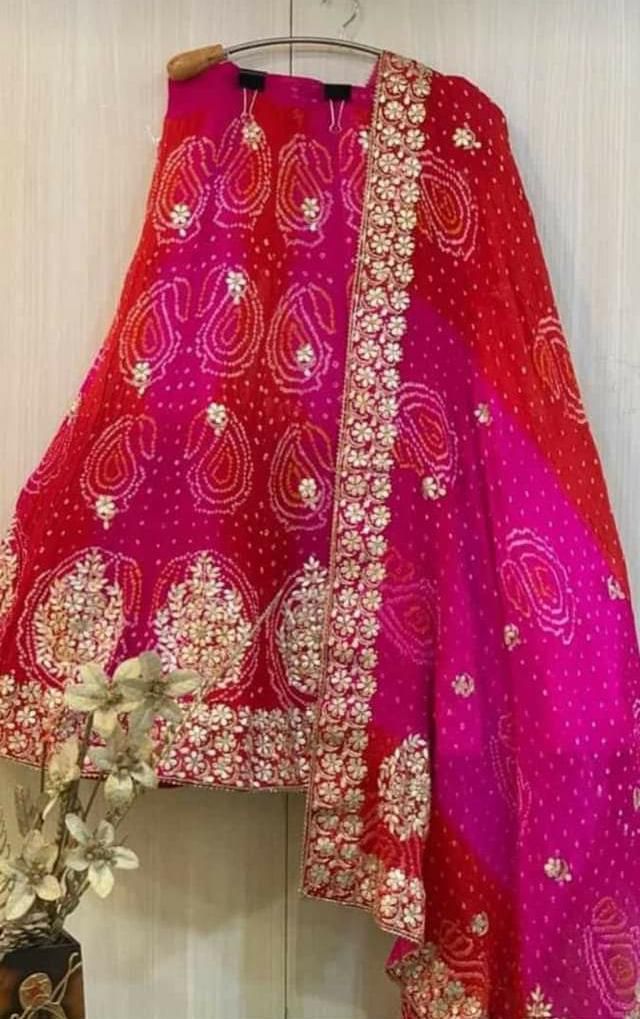 KcPc Bandhani Pure Chinon Party Wear DesignerLehenga SATIS
