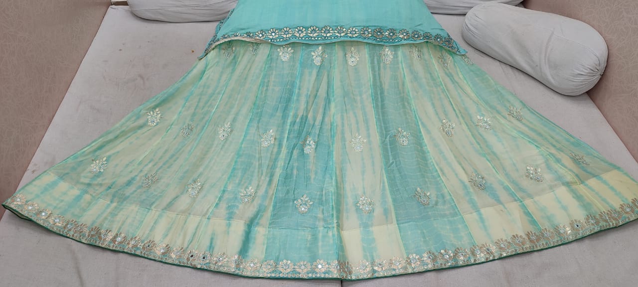 KcPc Nylone Chinon Gotta patti Work Shibori Lehenga RAJ