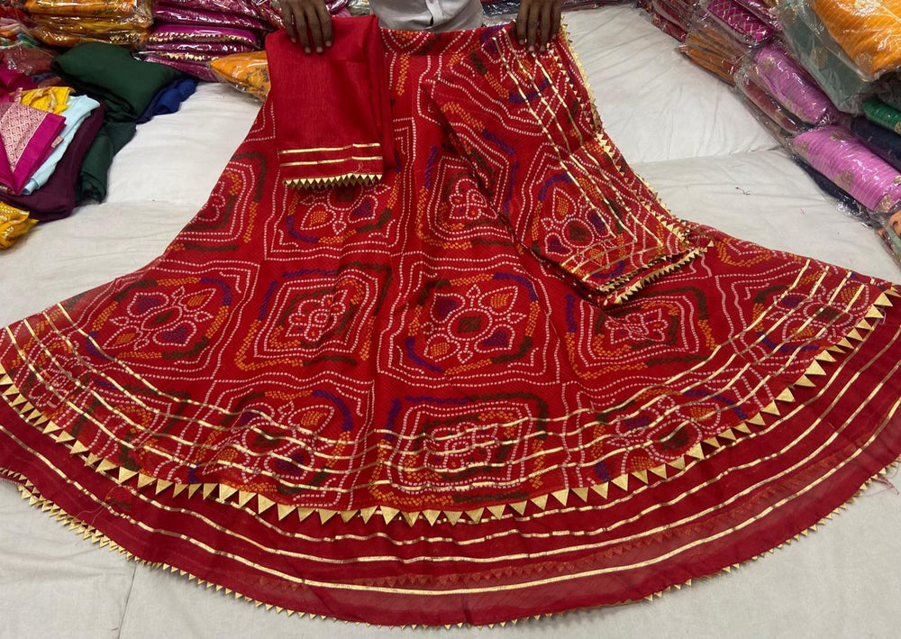 KcPc Kota Doria Bandhej Print Lehenga Bangalore Dupatta KML