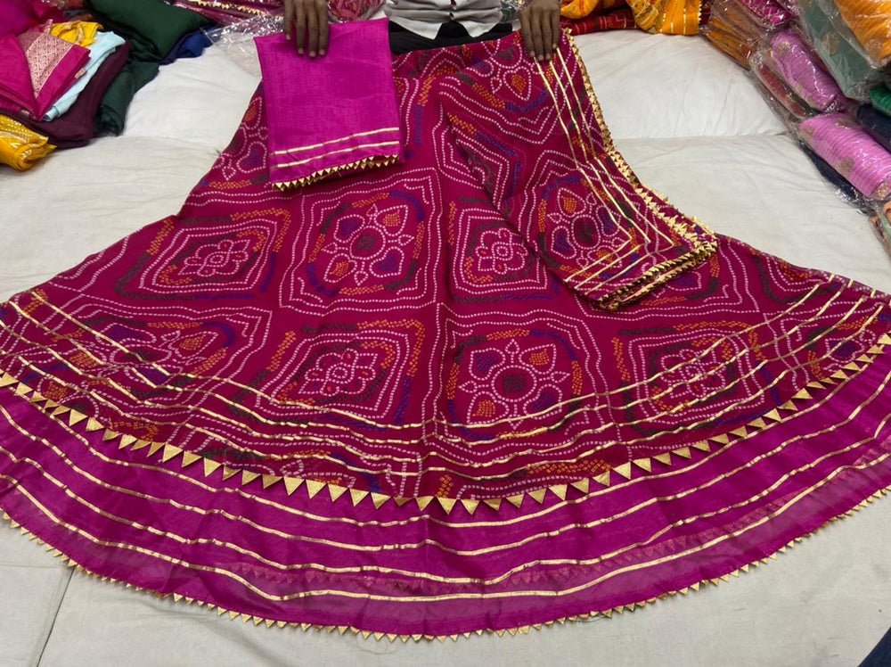 KcPc Pure Kota Doria Bandhej Print Bangalore Dupatta LehengaKML