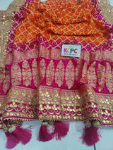Pure Khaddi Upada Jangla Neemzari BandhaniGhatchola Dupatta With Gotapatti Handwork