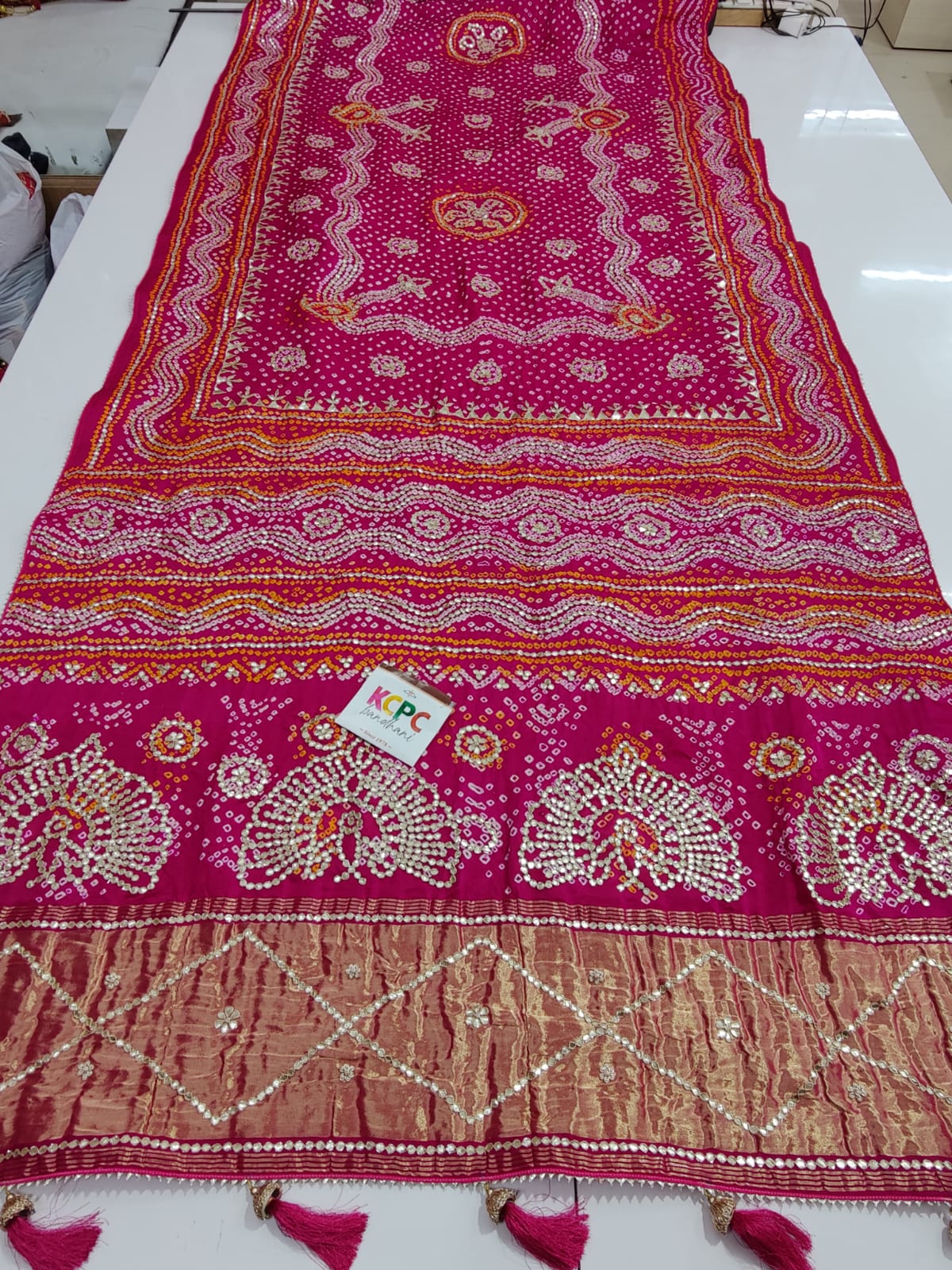 Bandhani Style with gotapati work for bride's and wedding