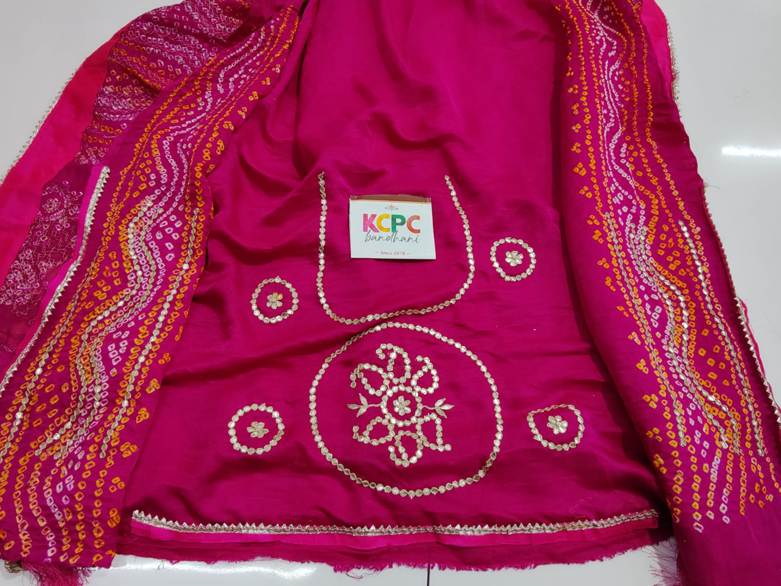 Bandhani Style with gotapati work for bride's and wedding