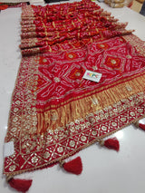 New Launch Kcpc Originals Pure Gaji Silk Bandhani Ghatchola Saree With Blouse Ami