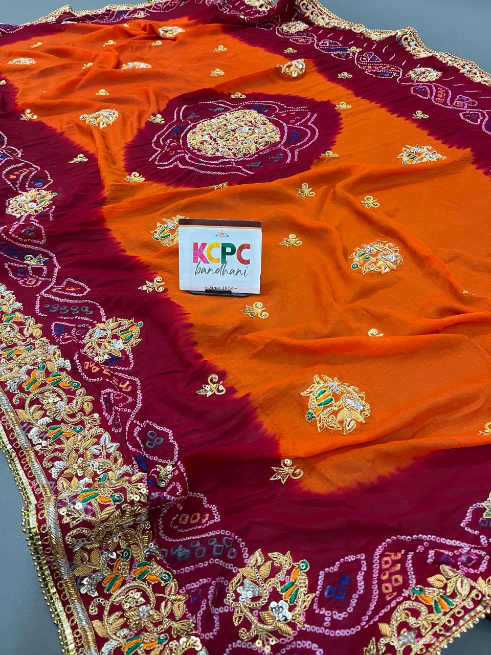 KcPc Pure Ojariya Aari Tari Odhna Pila (Red Orange)